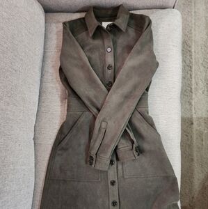 A Loves A Olive Button-Up Long Coat